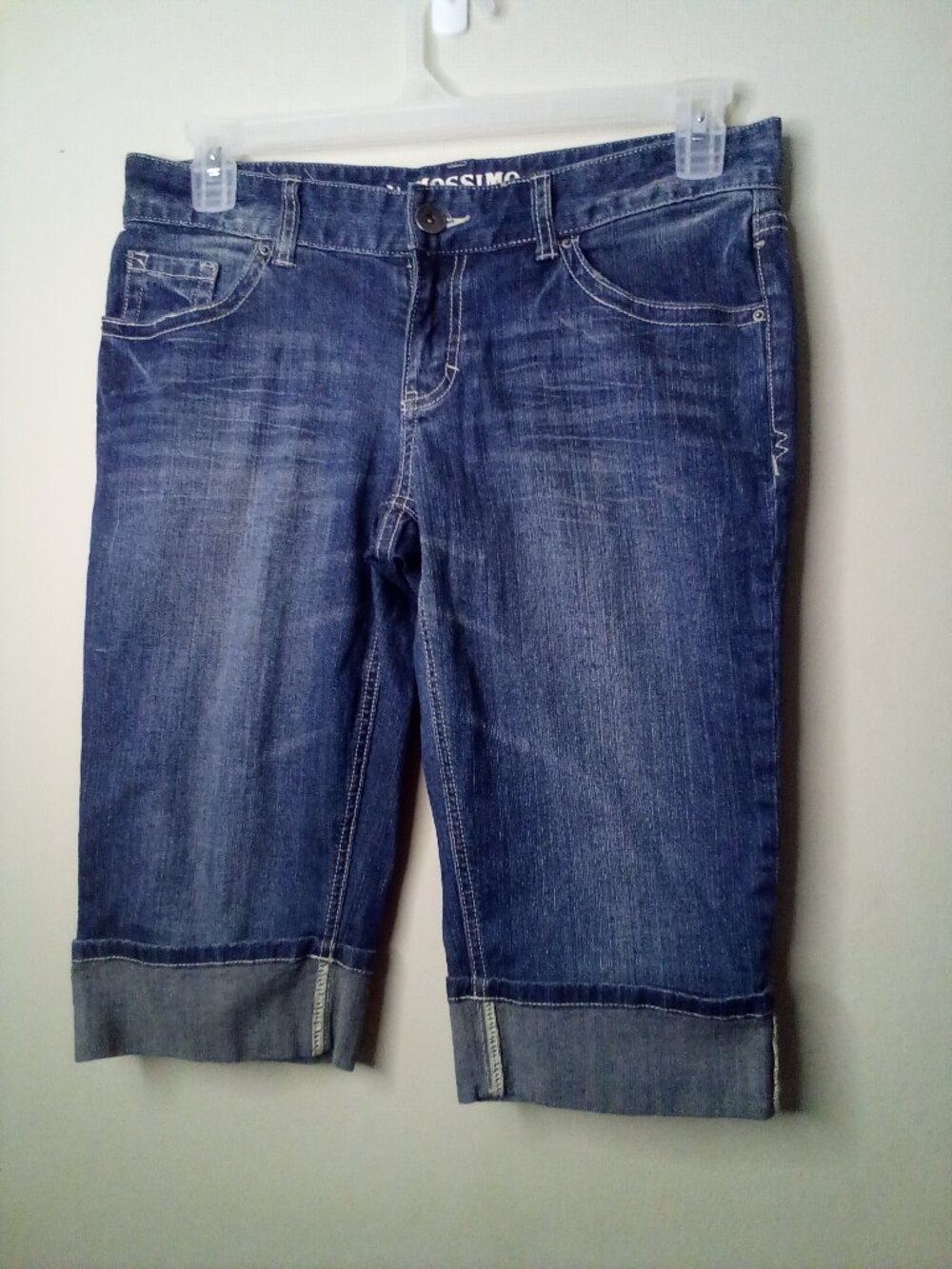 Mossimo Shorts Women Juniors 11 Bermuda Roll Hem Denim Jean Blue